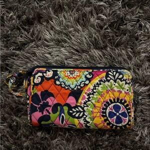 Vera Bradley Quilted Wristlet Wallet in Navy, Pink, Orange & Yellow